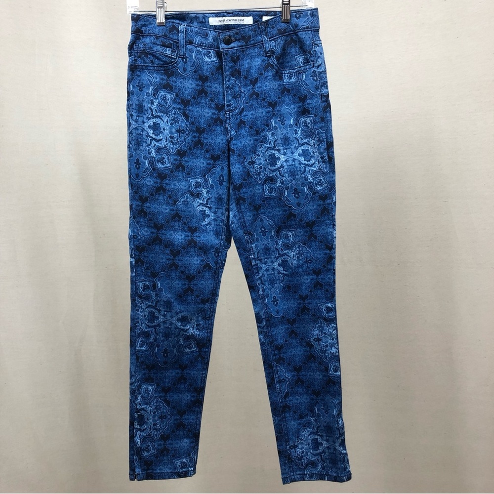 Johns New York Jeans Blue Patterned  Bleecker Ankle Zip Jeans